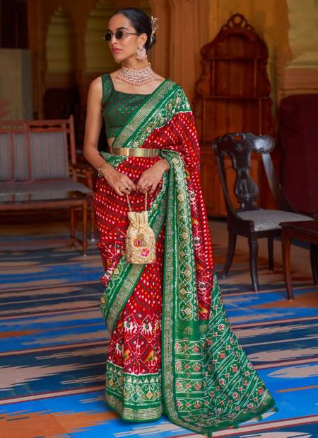 Red Colour REWAA PATOLA Heavy Designer Wedding Wear Patola Latest Saree Collection R113-B